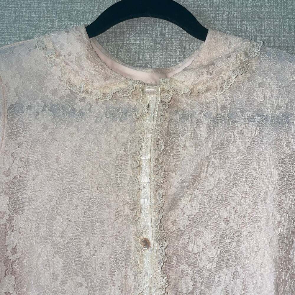 Vintage Miss Elaine Pink Lace Robe Dressing Gown - Picture 4 of 6